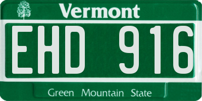 VT license plate EHD916