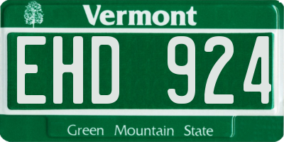 VT license plate EHD924