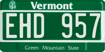 VT license plate EHD957