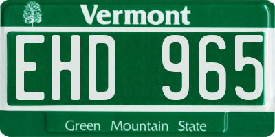 VT license plate EHD965