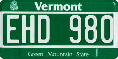 VT license plate EHD980