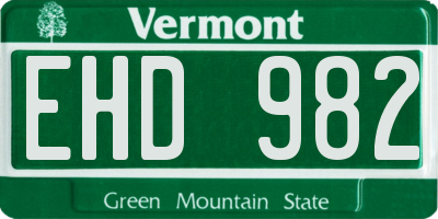 VT license plate EHD982