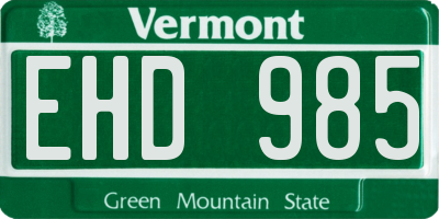 VT license plate EHD985