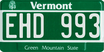VT license plate EHD993