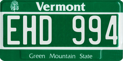VT license plate EHD994