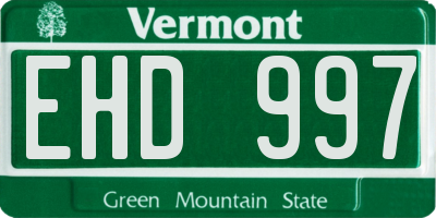 VT license plate EHD997