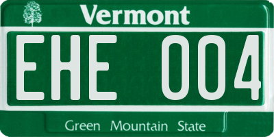 VT license plate EHE004