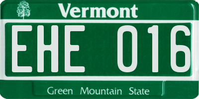 VT license plate EHE016