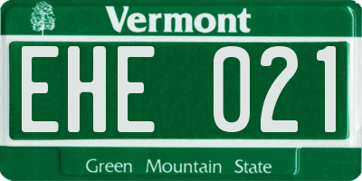VT license plate EHE021