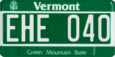 VT license plate EHE040