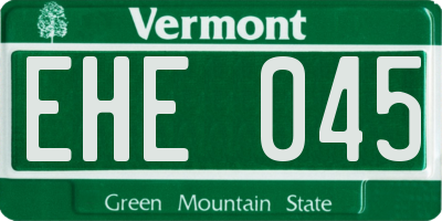 VT license plate EHE045