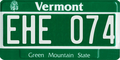 VT license plate EHE074