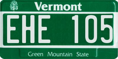 VT license plate EHE105