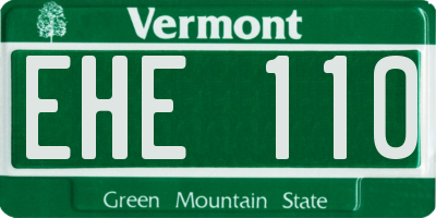 VT license plate EHE110