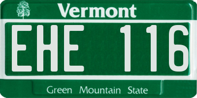 VT license plate EHE116
