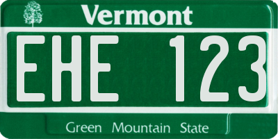 VT license plate EHE123