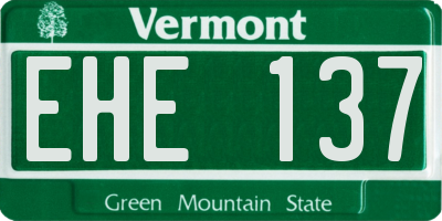 VT license plate EHE137