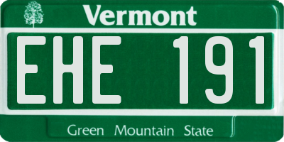 VT license plate EHE191