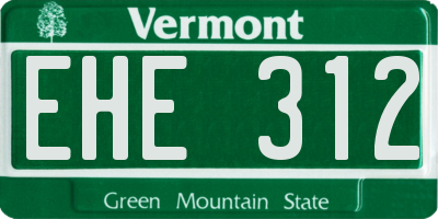 VT license plate EHE312