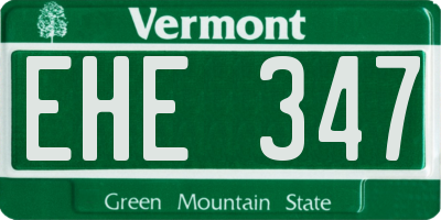 VT license plate EHE347