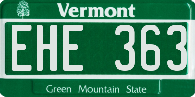 VT license plate EHE363