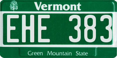 VT license plate EHE383