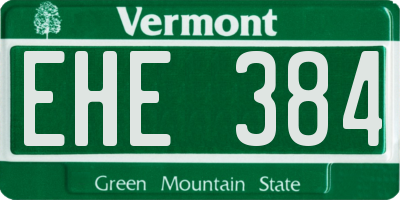 VT license plate EHE384