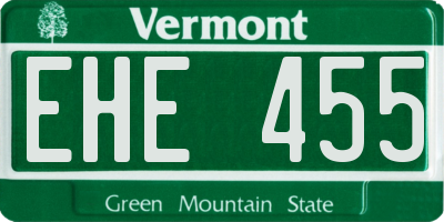 VT license plate EHE455