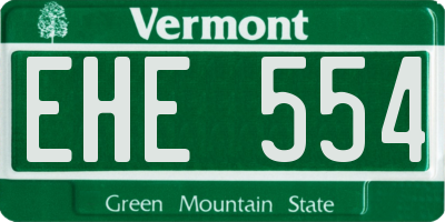 VT license plate EHE554