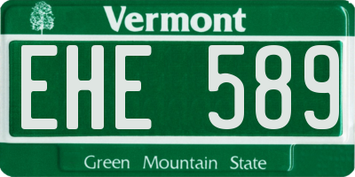 VT license plate EHE589