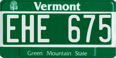 VT license plate EHE675