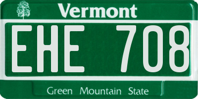 VT license plate EHE708