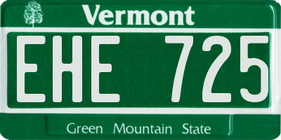 VT license plate EHE725
