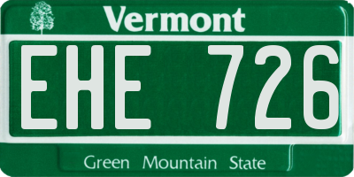 VT license plate EHE726