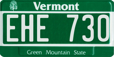 VT license plate EHE730