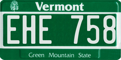 VT license plate EHE758