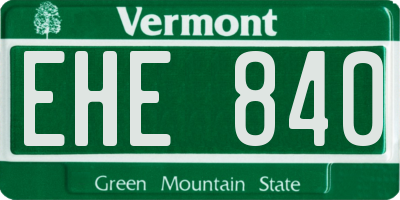 VT license plate EHE840