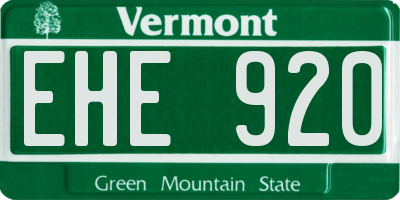 VT license plate EHE920