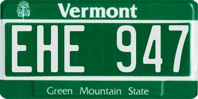 VT license plate EHE947