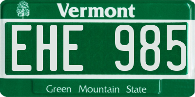 VT license plate EHE985