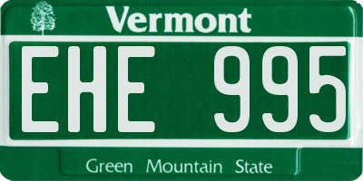 VT license plate EHE995