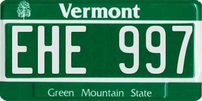 VT license plate EHE997