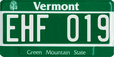 VT license plate EHF019