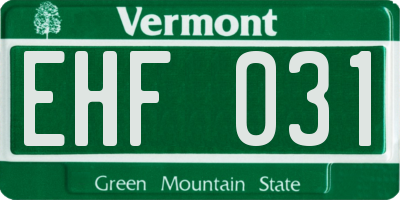VT license plate EHF031