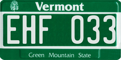 VT license plate EHF033