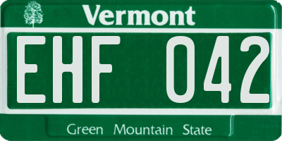 VT license plate EHF042