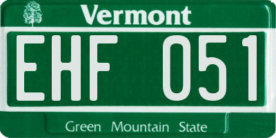VT license plate EHF051