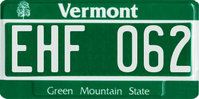 VT license plate EHF062