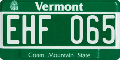 VT license plate EHF065