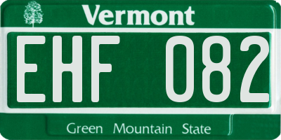 VT license plate EHF082